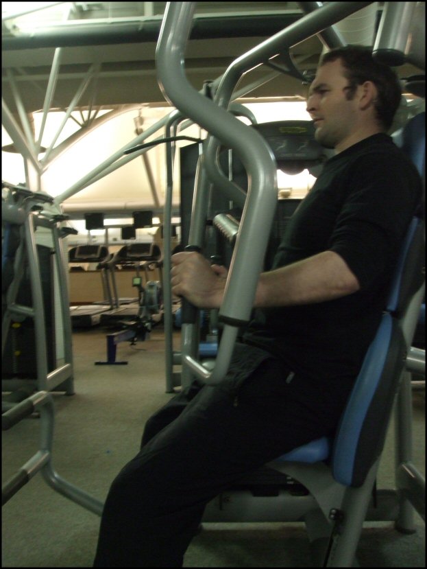 The above image shows the WRONG WAY to do a static Bench or Chest Press. The hands are far too low. Learn the right way to train at www.IsometricMastery.com